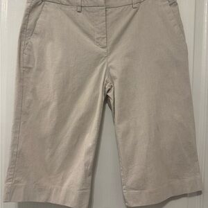 New York & Company Cream and beige Bermuda Shorts with a subtle pinstripe.